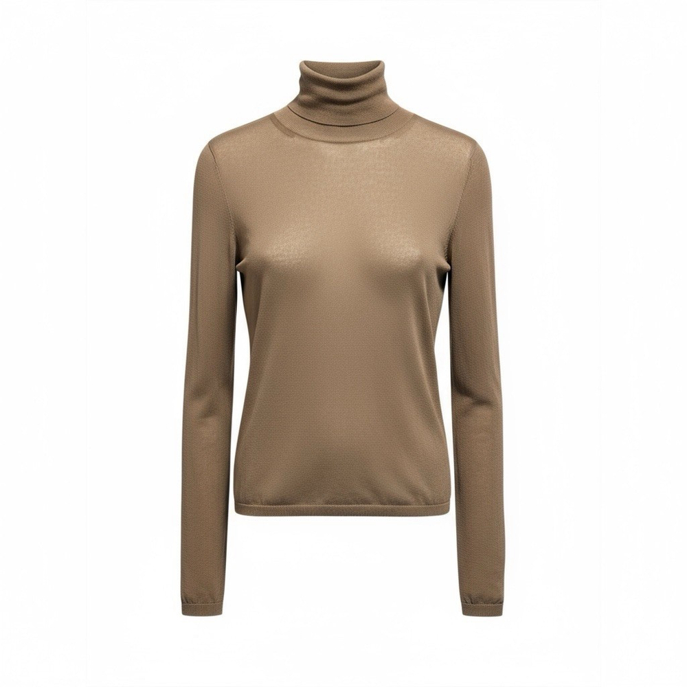 MaxMara‎ “Fatua / Fatuo” Sand Lightweight Turtleneck Sweater XL — pin-hole flaw